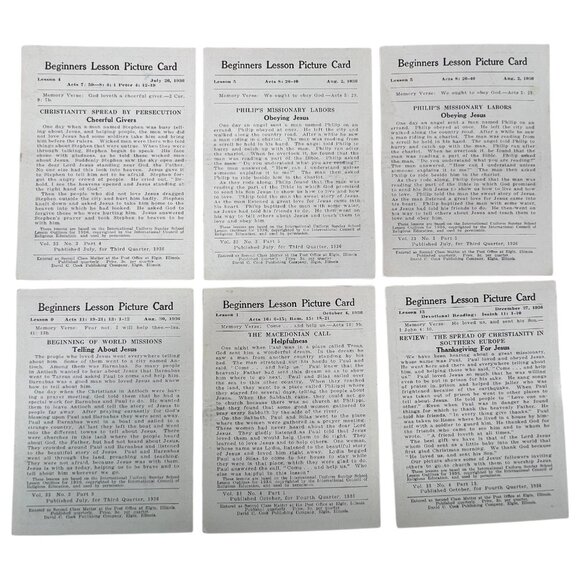 Vintage 1935 and 1936 Bible Beginner Lesson Picture Card David C Cook Lot of 23 - Picture 9 of 9